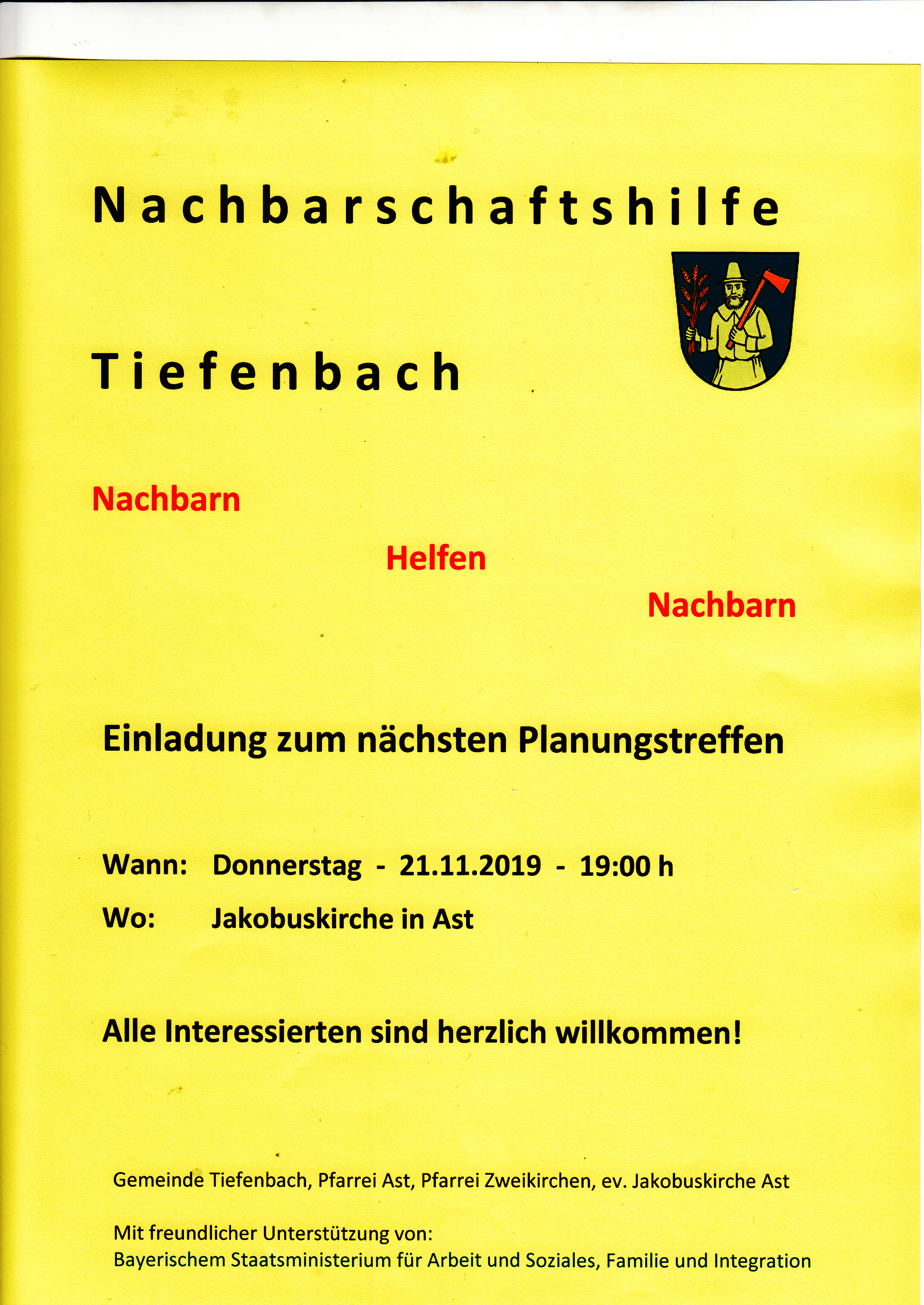 Nachbarschaftshilfe in der Gemeinde Tiefenbach 