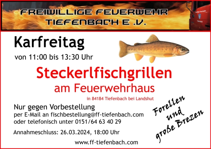 Feuerwehr Tiefenbach - Steckerlfischgrille am Feuerwehrhaus